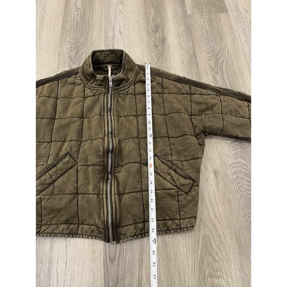FREE PEOPLE Size Small DOLMAN SLEEVE QUILTED KNIT ZIP JACKET DUSTED MILITARY - Picture 8 of 8